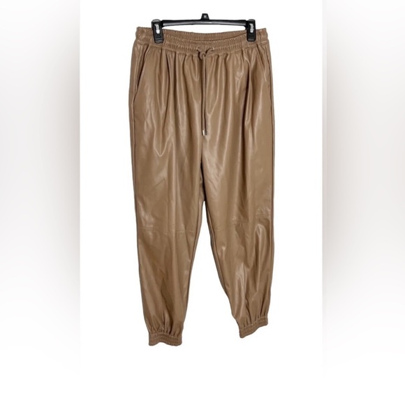 Women’s casual drawstring faux leather jogger pant with pockets Size XL NWT - Picture 2 of 5